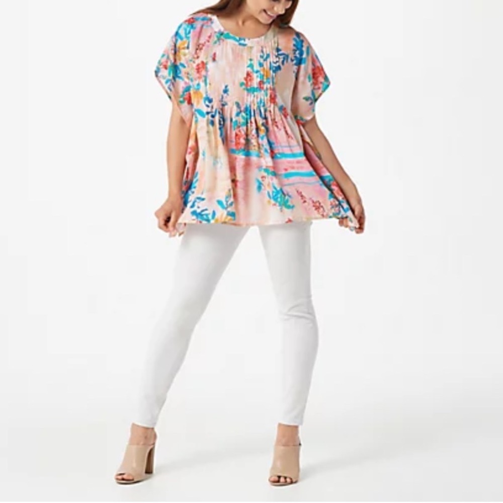 NWT! Tolani Collection XSP Jolie Blush Petite Multi Color Printed Caftan.
